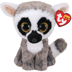 Мягкие животные - Мягкая игрушка TY Beanie boo's Серо-белый лемур Линус 15 см (36224)