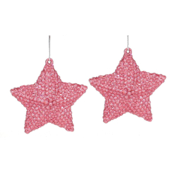 Аксессуары для праздников - Набор елочных украшений BonaDi Звезда 2 шт 7,5 см Розовый (113-570) (MR62459)