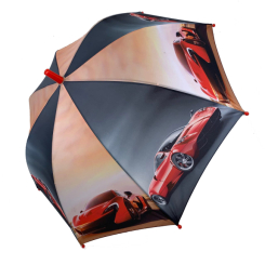 Зонты и дождевики - Детский зонтик для мальчиков SL Гонки Черно-оранжевый (18104-2)