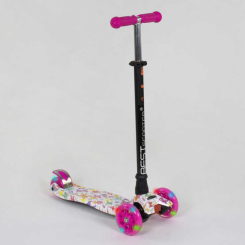Самокаты - Самокат трехколесный MAXI "Best Scooter" пластмассовый, трубка руля алюминиевая Pink/White/Black (83266)
