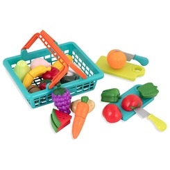Дитячі кухні та побутова техніка - Ігровий набір Battat Lite Овочі-фрукти на липучках у кошику (BT2534Z)