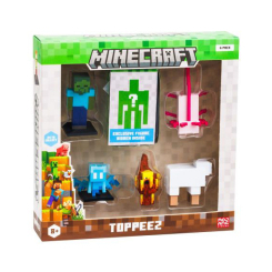Фигурки персонажей - Набор фигурок-топеров Minecraft Зомби, Аксолотль, Овца, Ифрит, Тихий (MC2060/3)