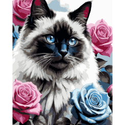 Товары для рисования - Картина по номерам Strateg Кот с голубыми глазами 40 х 50 (VG030)