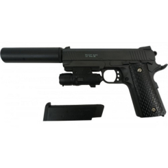 Стрелковое оружие - Детский пистолет на пульках "SIG Sauer 226" Galaxy G25A с ЛЦУ и глушителемметаллчерный (41459)