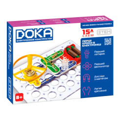 Научные игры, фокусы и опыты - Набор для опытов DOKA Первые шаги в электронике 15 схем (D70709)