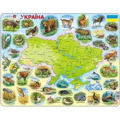 Пазли - Пазли Рамка-вкладиш LARSEN Мапа України - світ тварин(K37)