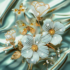 Мозаика - Алмазная мозаика Brushme Цветы в золоте (BH005) Мозаика - Алмазная мозаика Brushme Цветы в золоте (BH005)