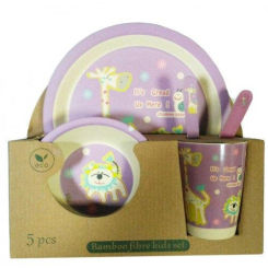 Чашки, стаканы - Набор детской бамбуковой посуды Eco Bamboo MH-2772 5 предметов Фиолетовый (8851)