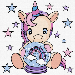 Товари для малювання - Картина за номерами Ідейка Рожевий одноріг 25 х 25 см (KHO6114)