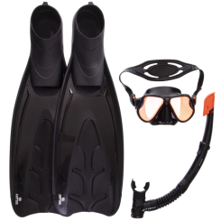 Для пляжу і плавання - Набір для плавання маска з трубкою та ластами Zelart M266S-SN120S-F19 M-(40-41) Чорний (M266S-SN120S-F19_Черный_M-(7-8)-(40-41))