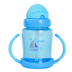 Товари для догляду - Поїльник Lindo з силіконовою трубочкою синя (8850217300408)