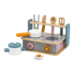Детские кухни и бытовая техника - Игрушечная плита Viga Toys PolarB с посудкой и грилем складная (44032)