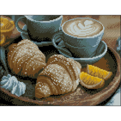 Мозаика - Алмазная картина Strateg Капучино и круассаны 30 х 40 см (ZAV3040-58)