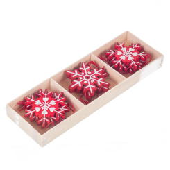 Аксесуари для свят - Набір іграшок Elisey Сніжинки 6 см Червоний з білим (0450j) (MR61995)