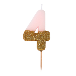 Аксесуари для свят - Свічка для торта Talking tables Цифра 4 рожева (BDAY-CANDLE-4) (5052715090703)