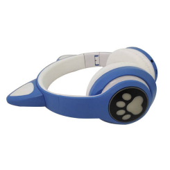 Портативні колонки та навушники - Навушники накладні бездротові CAT STN-28 з вушками та підсвічуванням Сині (77-8652)