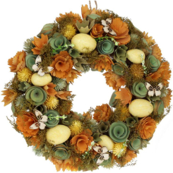 Аксессуары для праздников - Декоративный венок подвесной Orange Flowers Ø33cm Bona DP118247