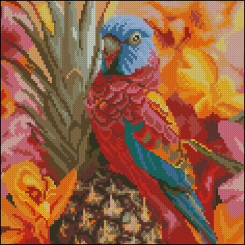 Мозаика - Алмазная картина Strateg Тропический попугай 30 х 30 см (FZ3030-22)