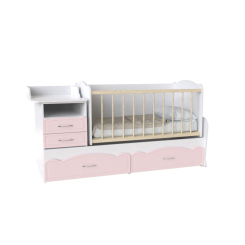 Дитячі меблі - Ліжко дитяче Art In Head Binky ДС043 (3 в 1) 1732x950x732 аляска та рожевий (МДФ) + решітка б / п (110210737)
