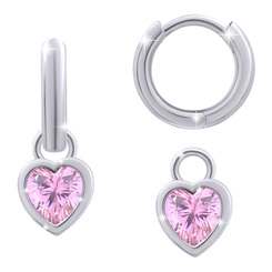 Ювелирные украшения - Сережки с подвесами UMa&UMi Сердце сияющее розовое (0010000016086)