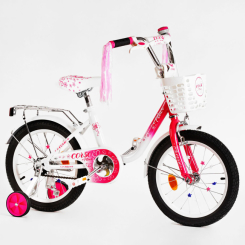 Велосипеди - Дитячий велосипед CORSO 16" Fleur U-подібна рама кошик White and pink (117304)