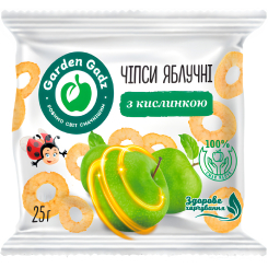 Солодощі - Чіпси яблучні Garden Gadz з кислинкою 25 г (4820240850069)