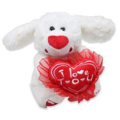 М'які тварини - М'яка іграшка MiC Собачка з серцем біла (TY-20224) (200197)