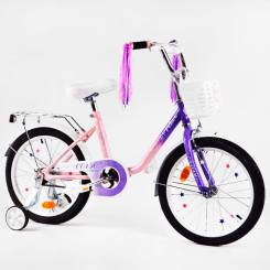 Велосипеды - Детский велосипед CORSO Fleur U-образная рама корзинка 18" Beige and violet (115262)