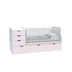 Детская мебель - Кровать детская Art In Head Binky ДС504А (3 в 1) 1732x950x732 аляска / розовый (МДФ) + решетка б/п (110210137)