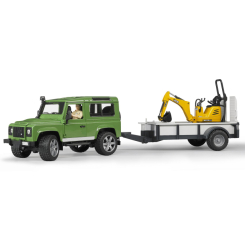 Транспорт і спецтехніка - Ігровий набір Bruder Land rover Defender та міні-екскаватор JCB (02593)