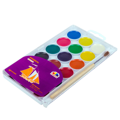 Канцтовары - Краски акварель Гамма Творчество с кисточкой 18 цветов  (400103) (568253)