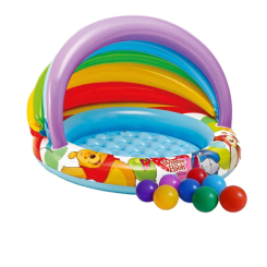 Для пляжу і плавання - Дитячий надувний басейн Intex 57424-1 Вінні Пух 102 х 69 см з навісом із кульками 10 шт