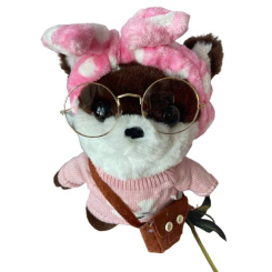 Мягкие животные - Мягкая игрушка собачка LaLafanfan в одежде с очками 30 см (hub_ut3l5e)