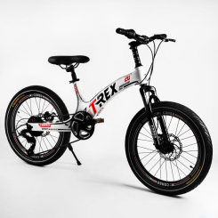 Велосипеды - Детский спортивный велосипед CORSO T-REX 20 магниевая рама дисковые тормоза White and red (106978)