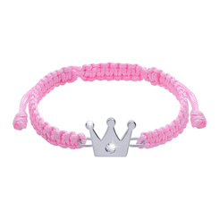 Ювелирные украшения - Браслет плетеный UMa&UMi Корона Swarovski розовый (2673117549816)