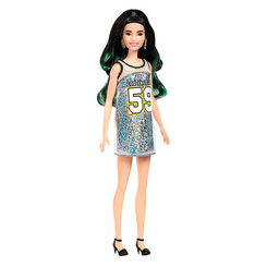 Модельні ляльки - Лялька Barbie Fashionistas Брюнетка в сріблястій сукні (FBR37/FXL50)