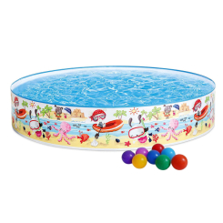 Для пляжу і плавання - Басейн дитячий каркасний Intex 56451-1 Пляж на мілководді 152 х 25 см з кульками 10 шт