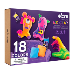 Набори для ліплення - ​Набір для творчості OKTO Air clay 18 кольорів (70151)