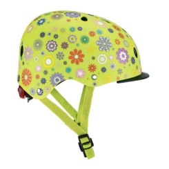 Защитное снаряжение - Защитный шлем Globber Цветы зеленый с фонариком  (507-106)