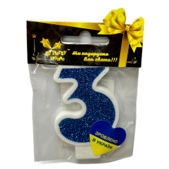 Аксессуары для праздников - Свеча Party House Цифра 3 большая голубая (4823848300431) Аксессуары для праздников - Свеча Party House Цифра 3 большая голубая (4823848300431)