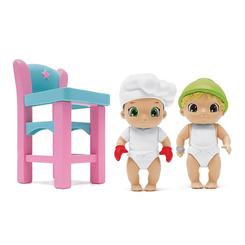 Игрушечные наборы - Игровой набор Baby Secrets Пупсы со стульчиком для кормления (77023)