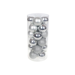 Аксесуари для свят - Набір новорічних кульок BonaDi пластик 24 шт D 6 см Сріблястий (147-194) (MR62555)