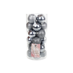 Аксесуари для свят - Набір новорічних кульок BonaDi пластик 24 шт D 6 см Сріблястий (147-874) (MR62535)