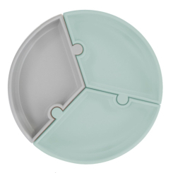 Дитячий посуд та аксесуари - ​Секційна тарілка на присосці силіконова MinikOiOi Puzzle River Green Powder Grey (101050055)