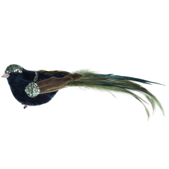 Аксесуари для свят - Декоративна пташка на кліпсі BonaDi 19 см Зелений із сріблястим (499-079) (MR62113)