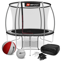 Ігрові комплекси, гойдалки, гірки - Батут Hop-Sport Premium 10ft 305cm чорно-сірий із внутрішньою сіткою (2433)
