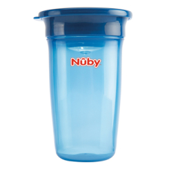 Товары по уходу - Чашка-непроливайка Nuby 360 с крышкой голубая (NV0414003blu)