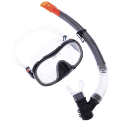 Для пляжа и плавания - Набор для плавания маска с трубкой Zelart M171-SN132-1-SIL Черный-серый (PT0889)