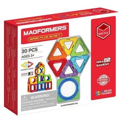 Магнітні конструктори - Магнітний конструктор Magformers Базовий плюс 30 деталей (715015)