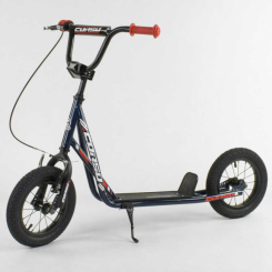 Самокаты - Самокат детский "Corso" надувные колеса 12" + ручной передний тормоз. Black  (86798)
